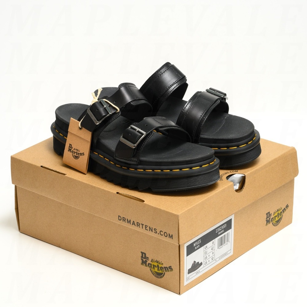 Dr. Martens Unisex Myles Leather Sandals Men's Sz 9/Women's 10 - Black/Brando